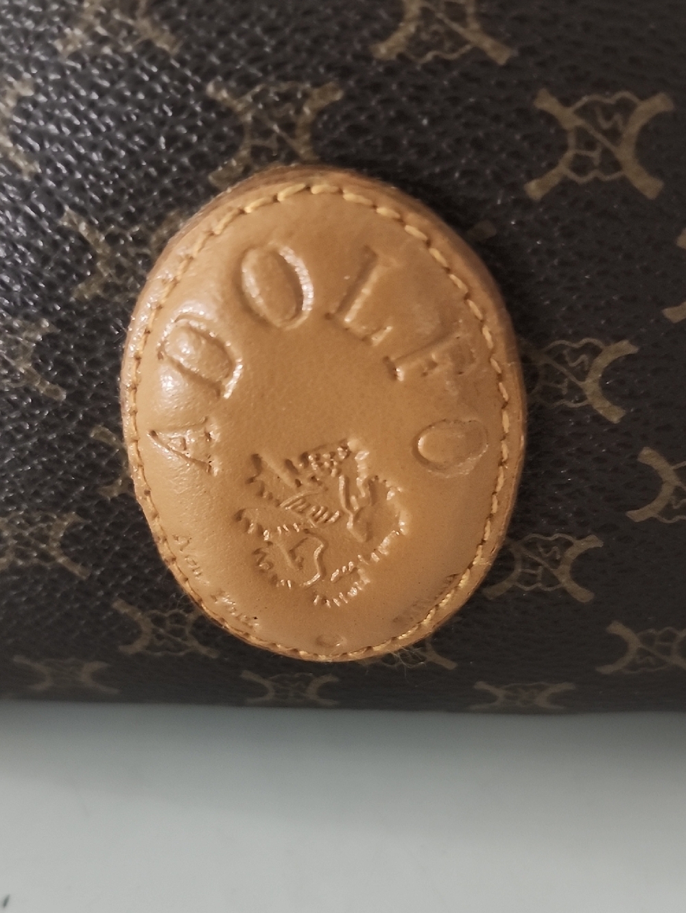Adolfo Brown Monogram Cosmetic Pouch with Tan Trim - Picture 2 of 9
